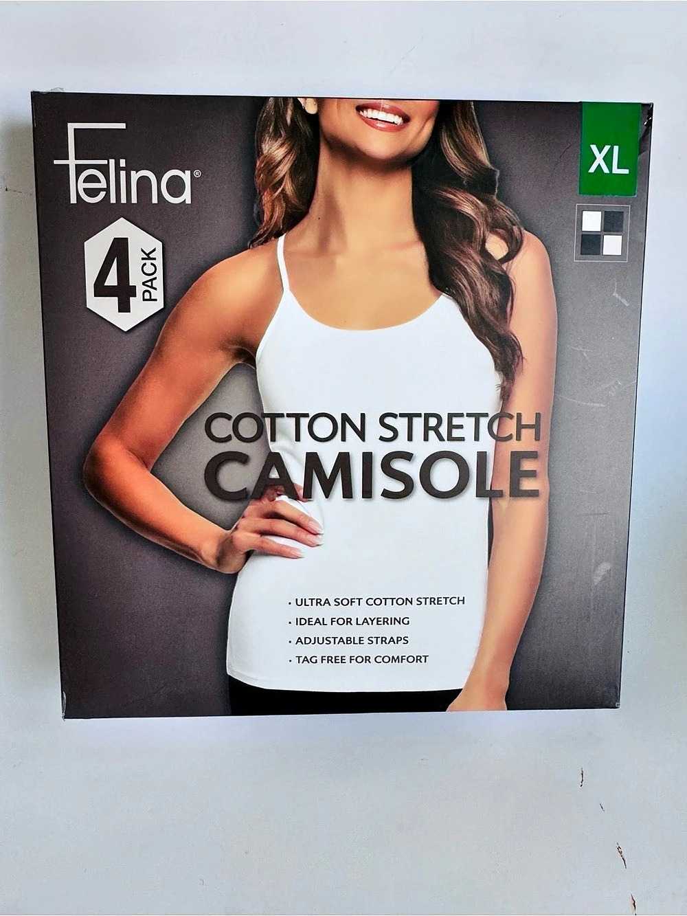 Felina Cotton Modal Stretch Camisole 4-Pack White XL